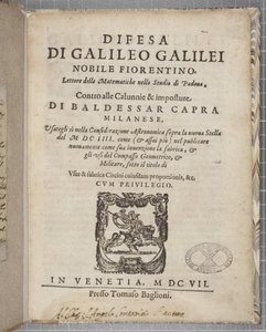Página de título de Difesa, por Galileo, 1607